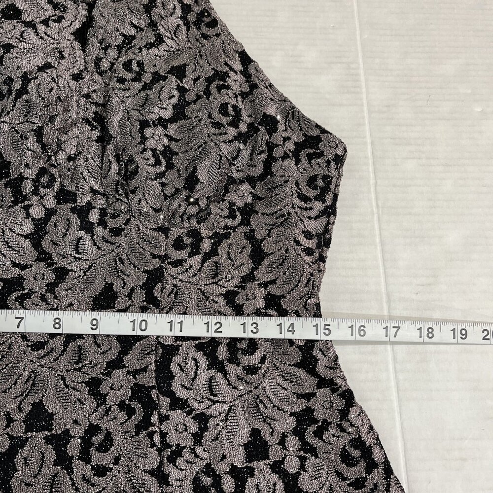 R & M Richard Dress Womens 12‎ Black Metallic Lace Aline Midi Strapless Event - Picture 6 of 12
